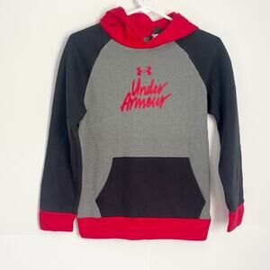 Under Armour Boys Rival Fleece Script Hooded Sweatshirt Size Medium